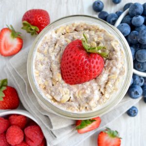 Simple Overnight Oats Feature Image Fruit Sweetened Eat to Live Breakfast recipe Meal Prep Food Prep Dr Fuhrman Dr Greger SOS free vegan recipes